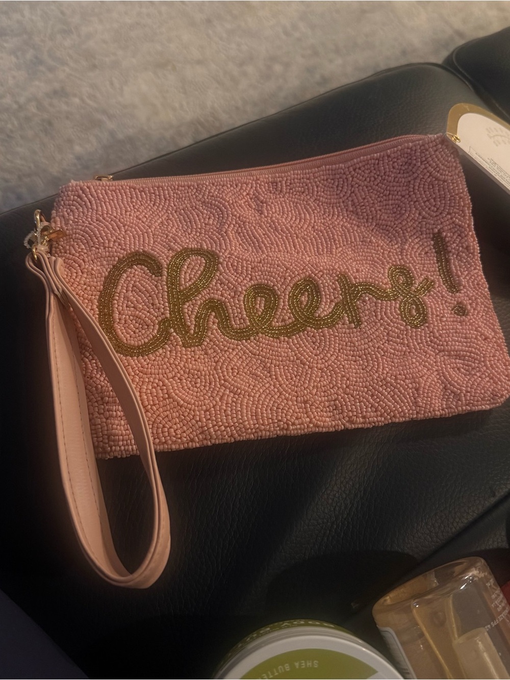 House of Harlow 1960 “Cheers!” Beaded Travel Pouch Wristlet Blush NWT - Picture 2 of 7